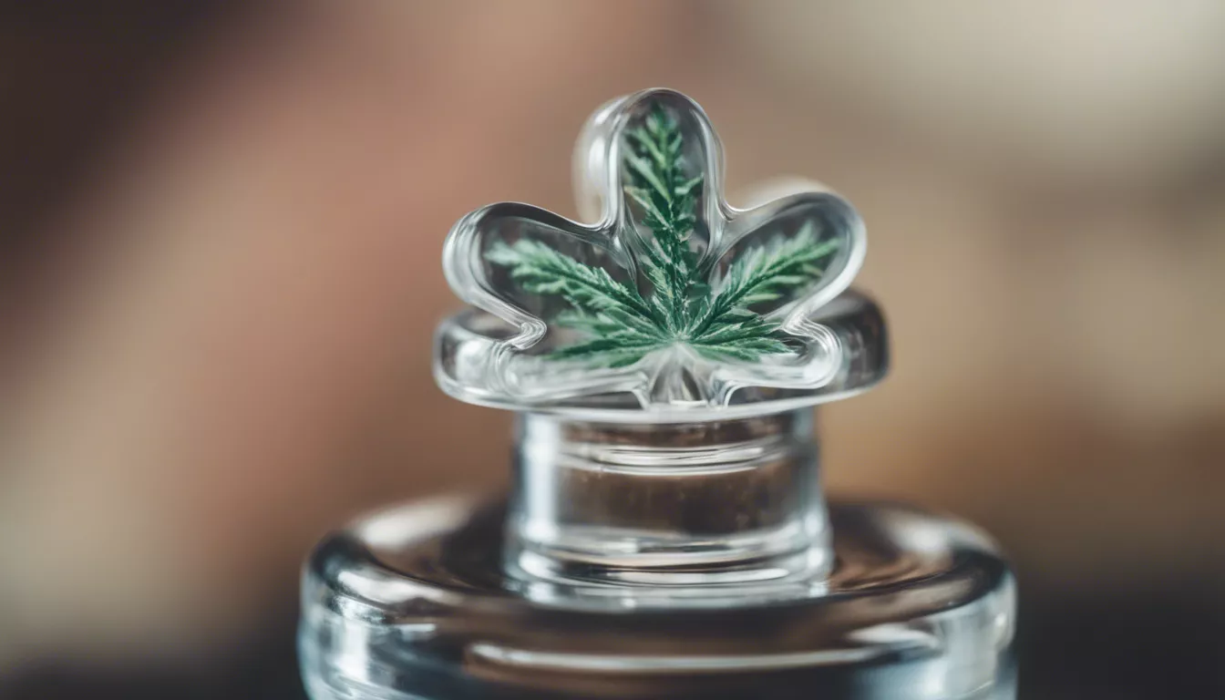 Exquisite glass cannabis leaf bottle stopper showcasing fine craftsmanship.