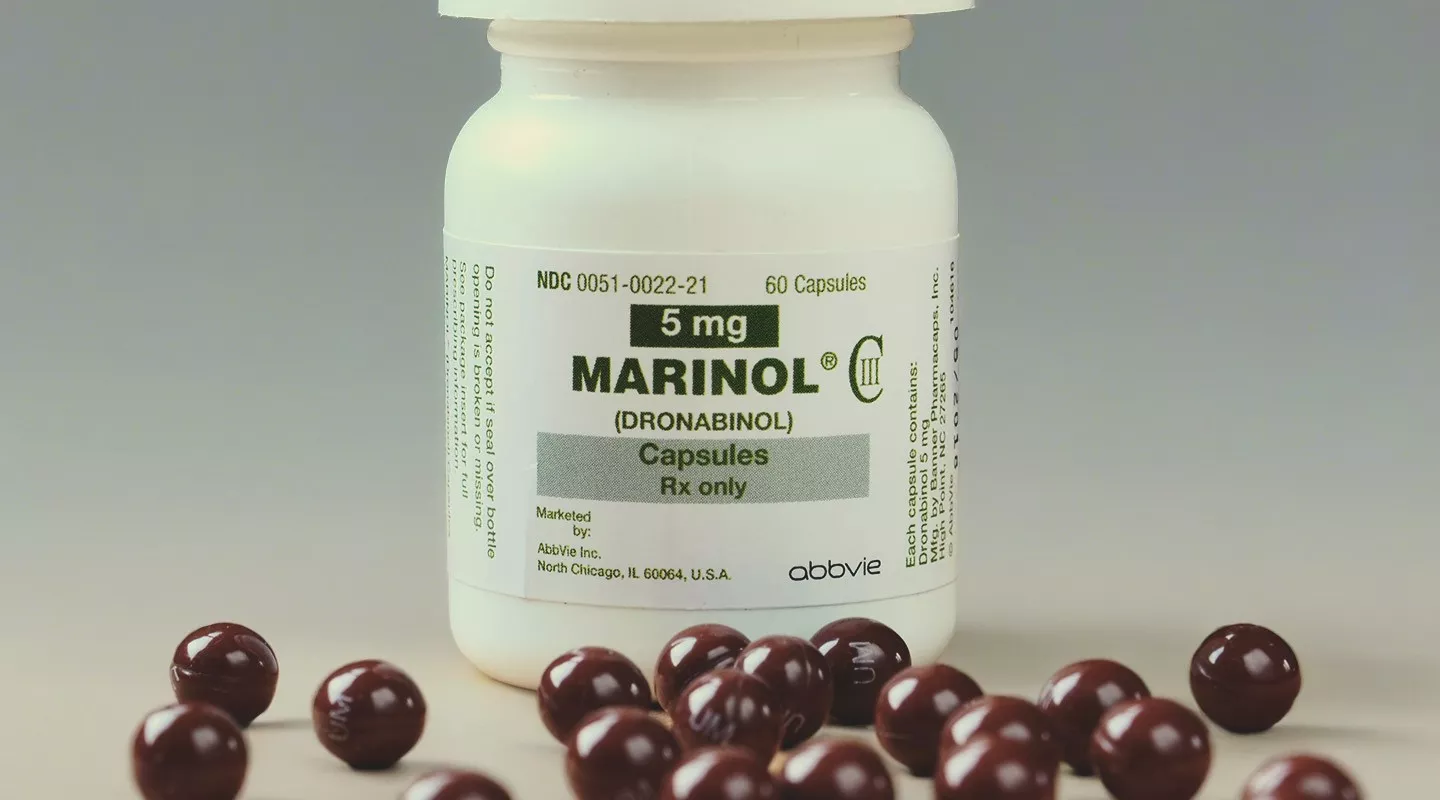 MARINOL (Dronabinol) 5mg capsules for chemotherapy nausea and AIDS appetite loss.