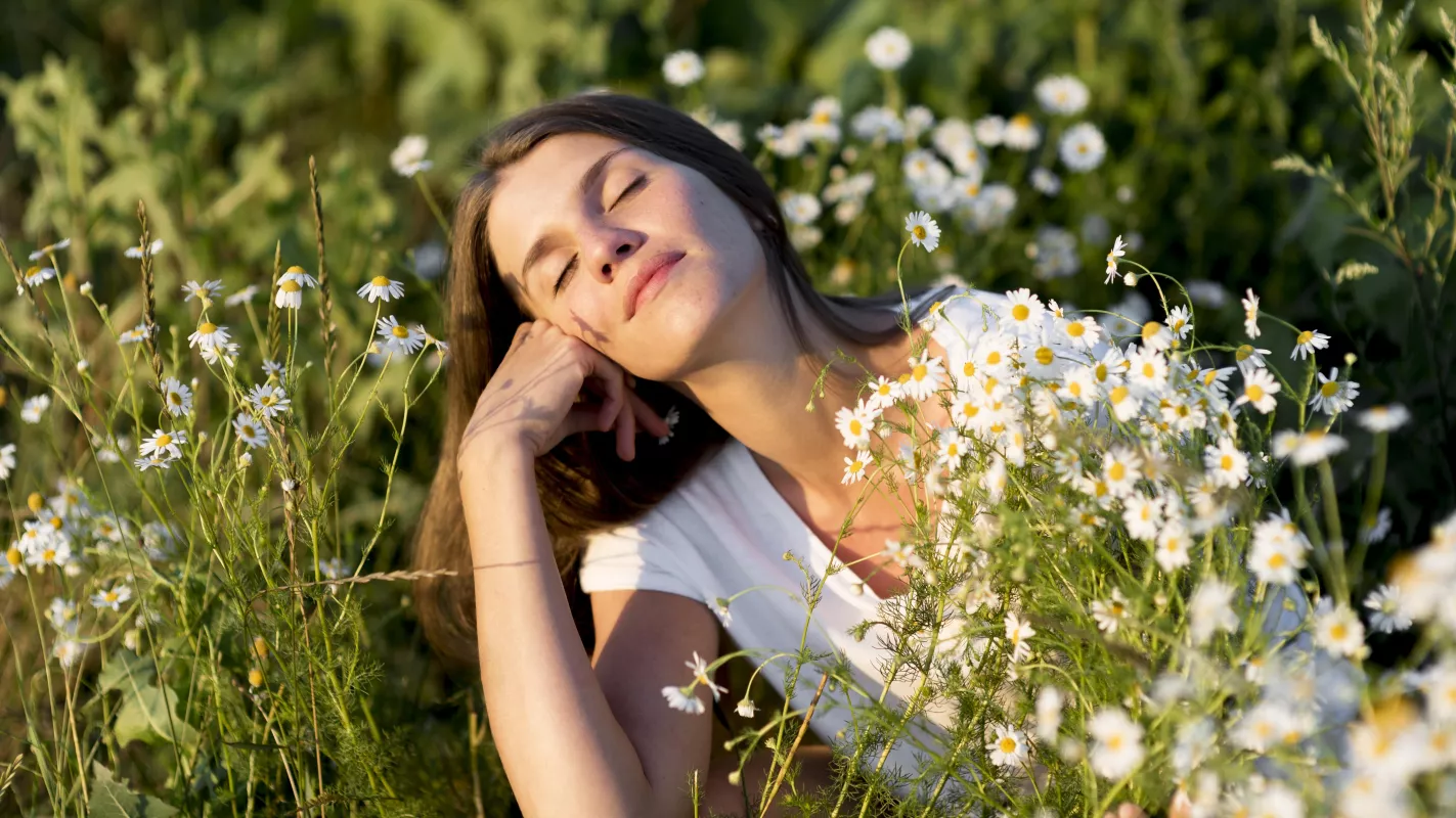 Stoned Peaceful Woman Relaxing