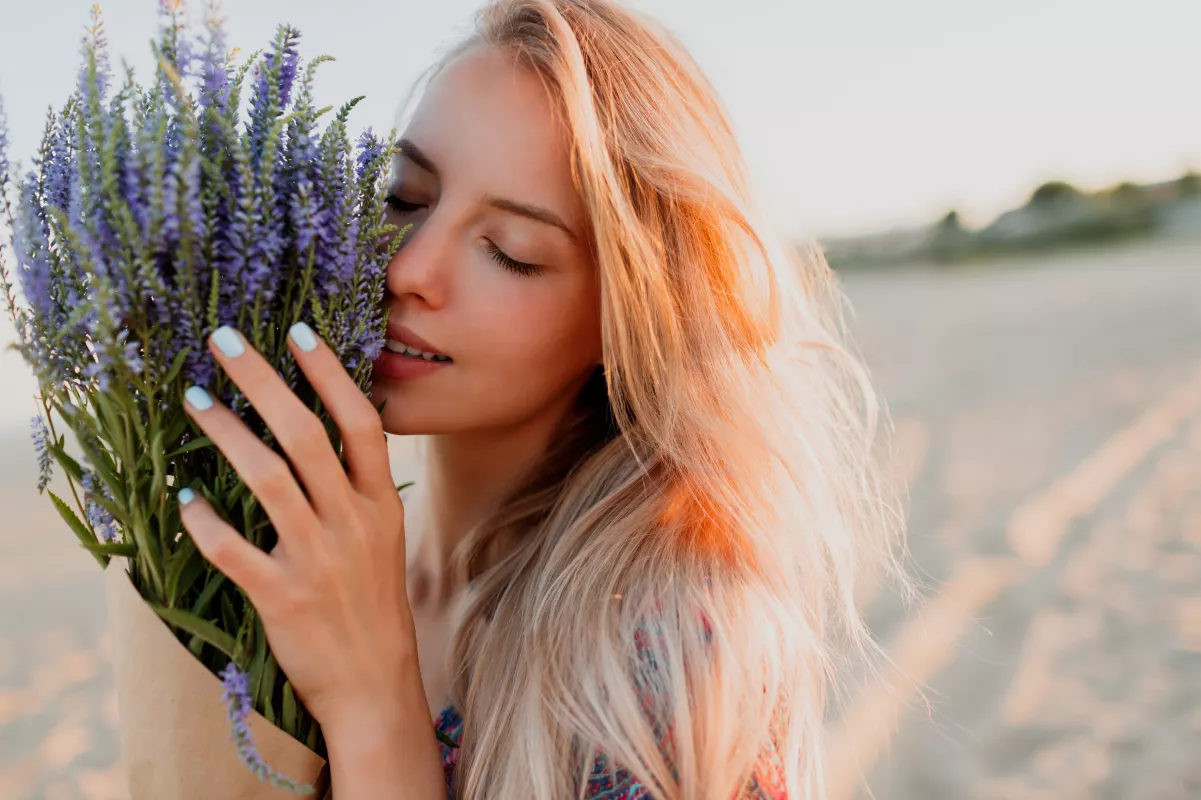 Terpenes Woman Holding Lavender