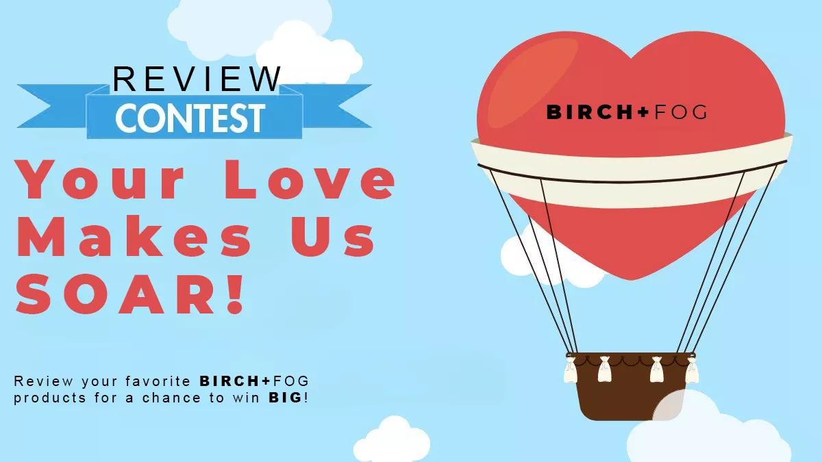 Enter BIRCH+FOGs Review Contest - Win Big with Your Feedback! Hot Air Balloon Ad.