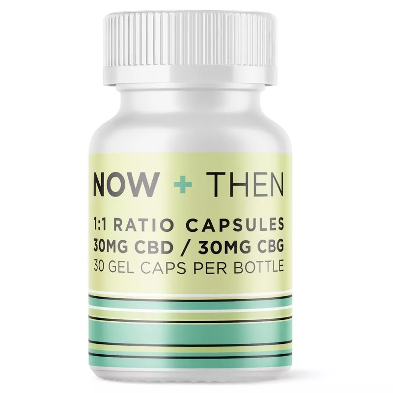 CBD and CBG 1:1 capsule bottle with 30 gel caps.