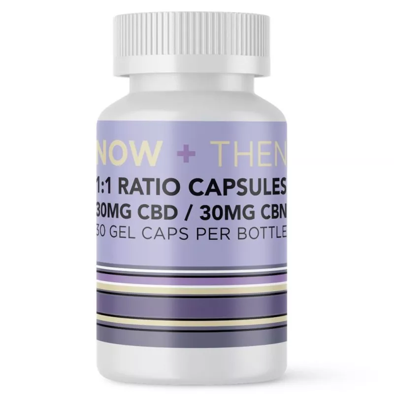 Now + Then 1:1 Ratio Capsules: 30MG CBD/CBN, 30 Gel Caps.