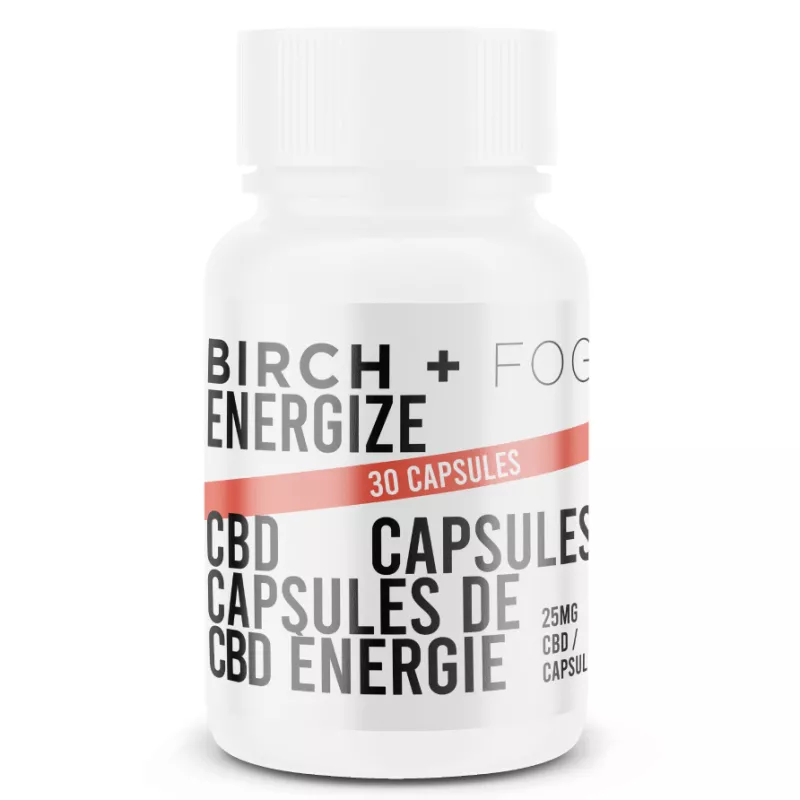 CBD Energize Capsules by Birch + Fog - 30 capsules, 25mg CBD each.