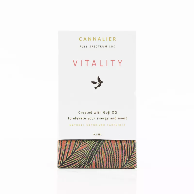Cannalier Vitality Full Spectrum CBD Vape Cartridge 0.5ML with Goji OG blend.