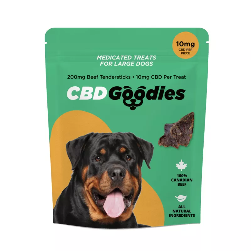 CBD Goodies: Medicated treats for large dogs with 200mg CBD and natural beef ingredients.