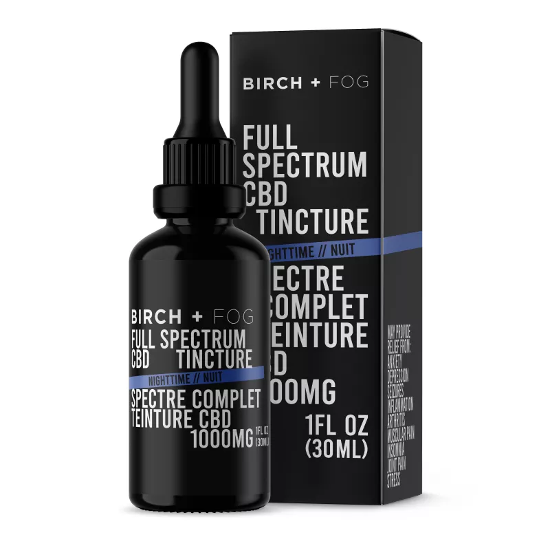 Birch + Fog 1000mg CBD Tincture - Nighttime Relief for Sleep and Stress