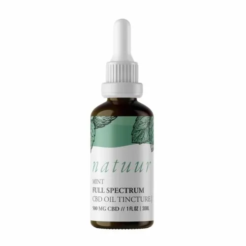 Mint Full Spectrum CBD Oil Tincture in Brown Glass Dropper Bottle - 500mg