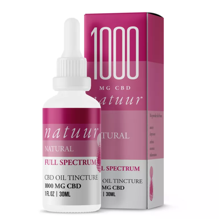 CBD oil tincture 1000mg Natuur full spectrum bottle and box.