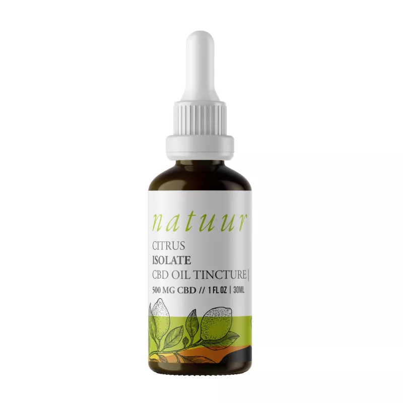 Natur 500mg Citrus CBD Oil Tincture, 30ml Bottle with Dropper.