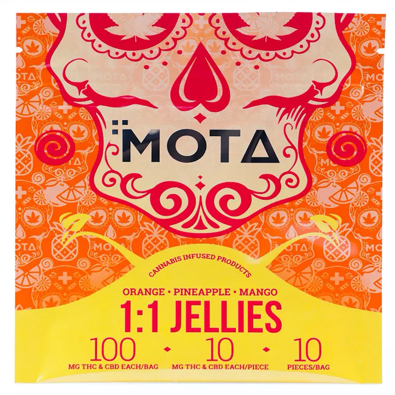 MOTA Tropical Cannabis Jellies - 100mg THC & CBD, Vibrant Mandala Pack Design