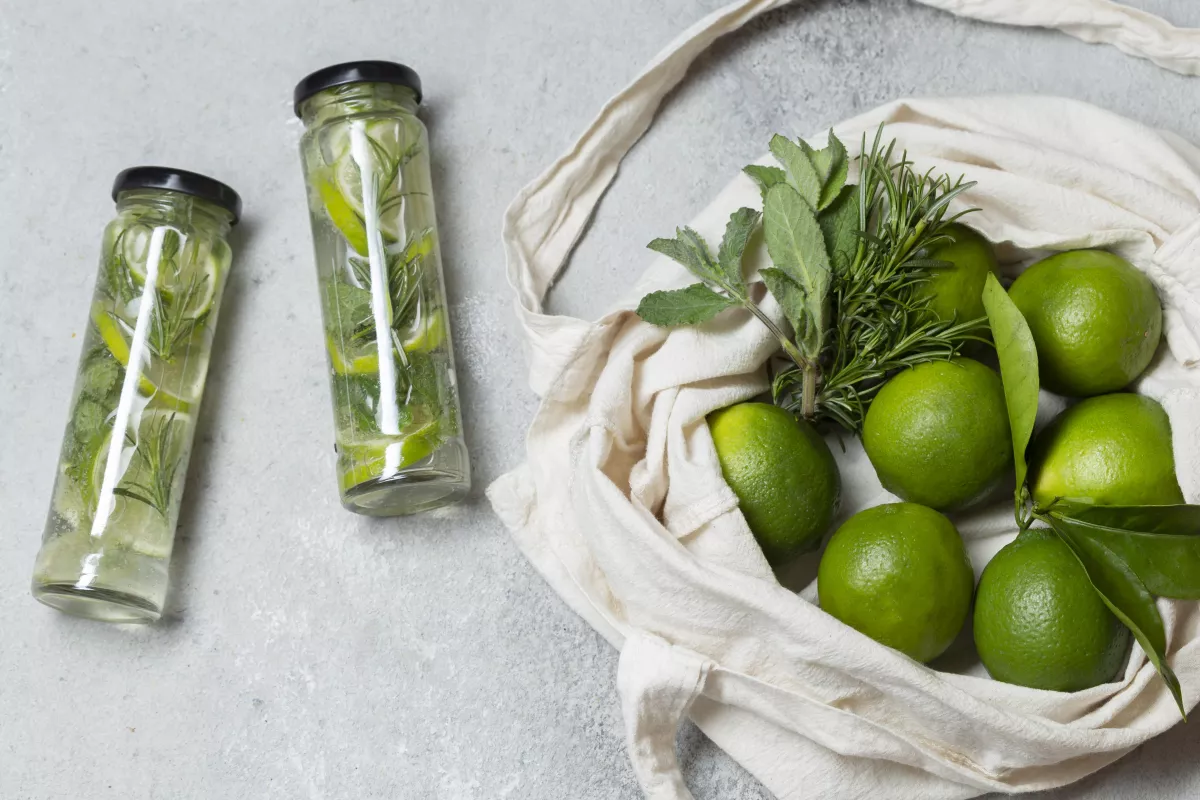 Healthy citrus herbal water infused with CBD for hydration.
