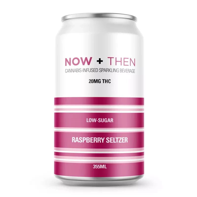 Now + Then 20mg THC Raspberry Seltzer - Low-Sugar Cannabis Drink 355ml