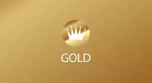 Golden crown symbol with GOLD text on a luxurious gradient background.