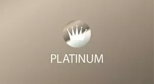 Platinum emblem with abstract crown design on taupe gradient background.