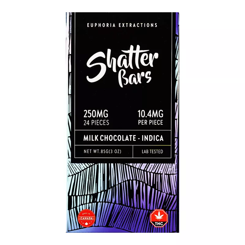 250mg Indica Milk Chocolate Cannabis Bar - Lab-Tested, Made in Canada