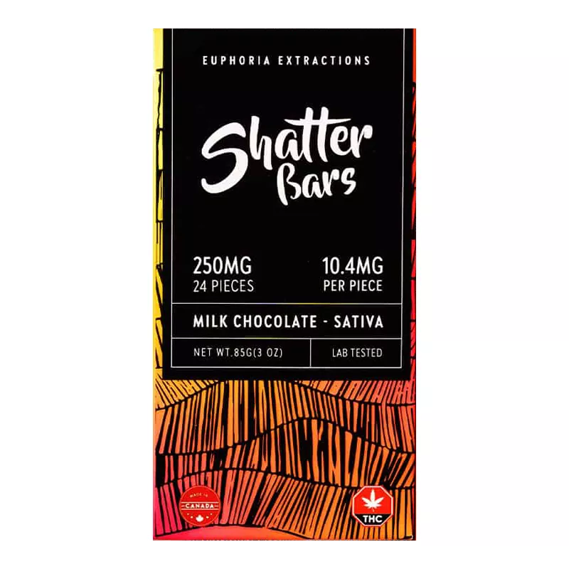 Euphoria Extractions Sativa Chocolate Bar with 250mg THC - Lab Tested in Canada.
