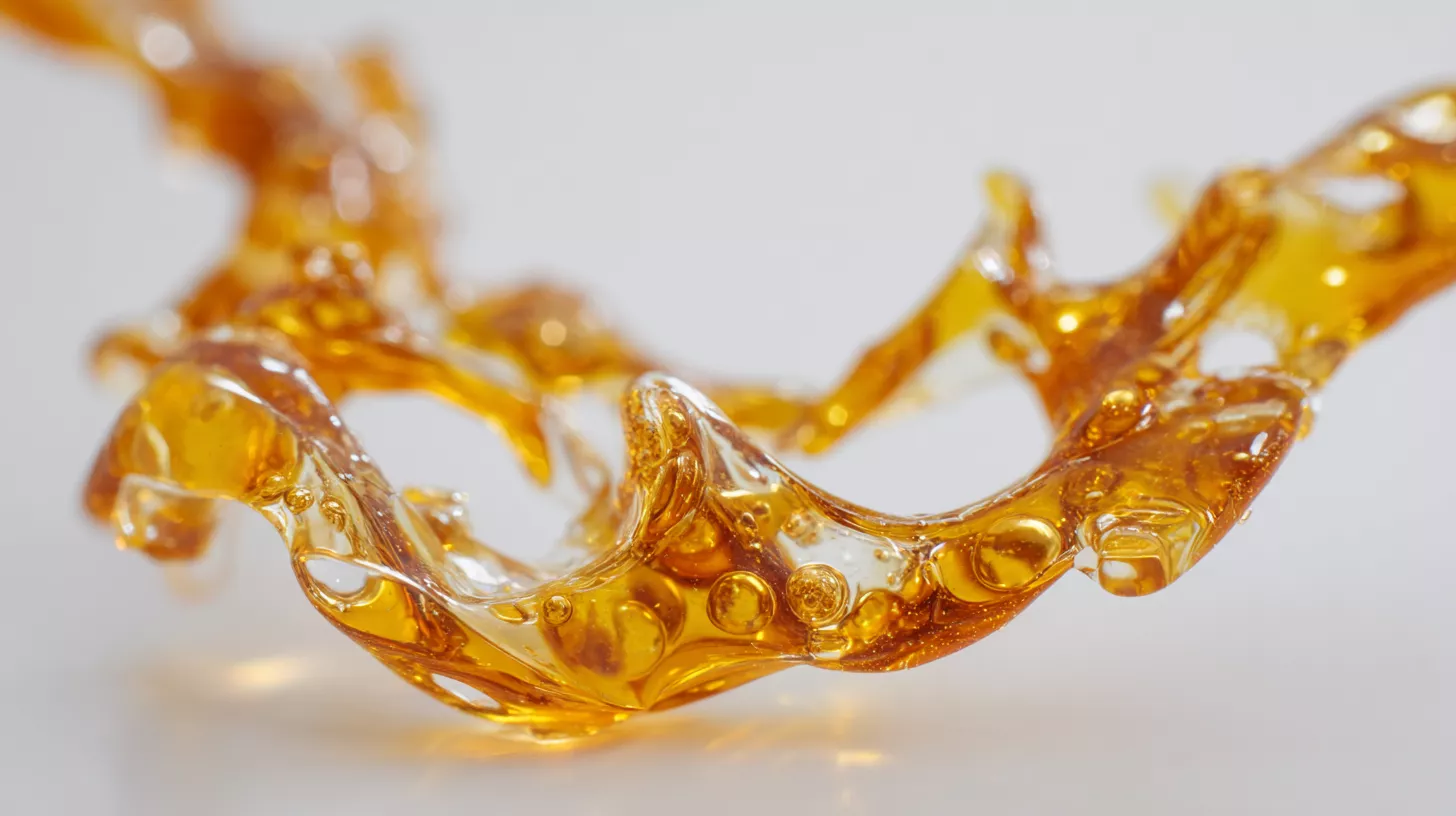Golden liquid forms intricate shapes with bubbles, against a light background.