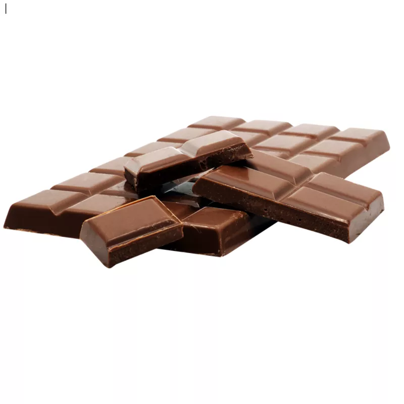 Smooth, well-tempered milk chocolate bar with glossy finish and clean breaks.