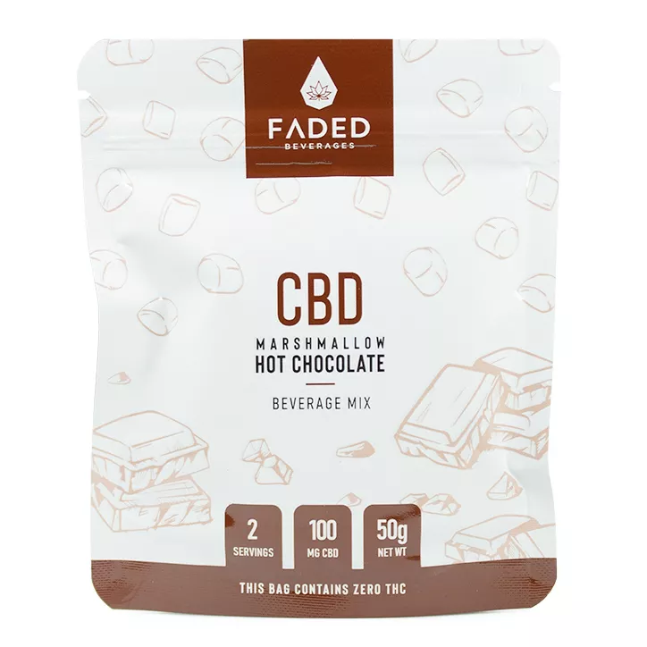 FADED 100mg CBD Hot Chocolate Mix, THC-Free Beverage - 50g.
