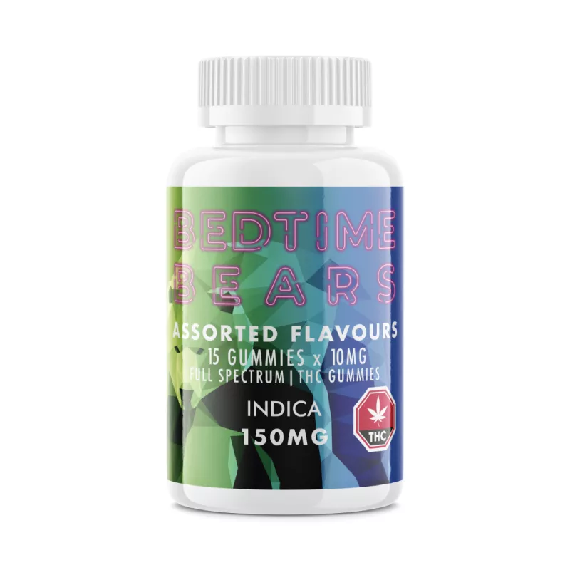 Bedtime Bears 150mg Indica THC Gummies, 15 Assorted Flavor Pack