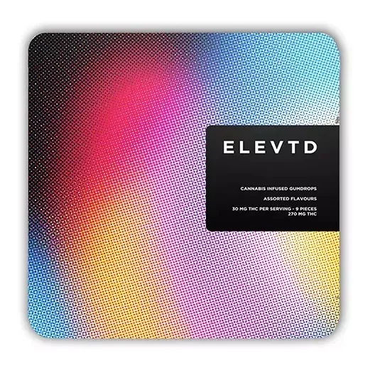ELEVTD Assorted Flavored Cannabis Gumdrops, 270mg THC, Vibrant Packaging