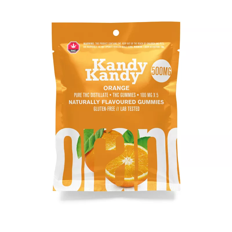 Kandy Kandy Orange THC Gummies 500mg - Pure, Gluten-Free, Natural Flavor.
