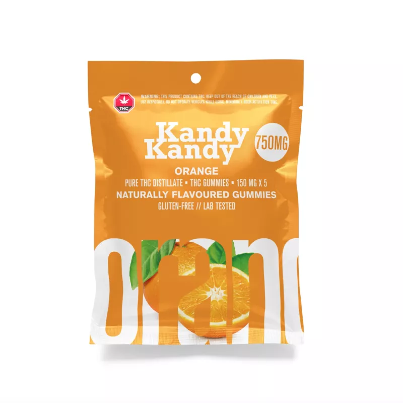 Kandy Kandy Orange THC Gummies 750mg - Cannabis Edibles, Gluten-Free, Lab Tested.