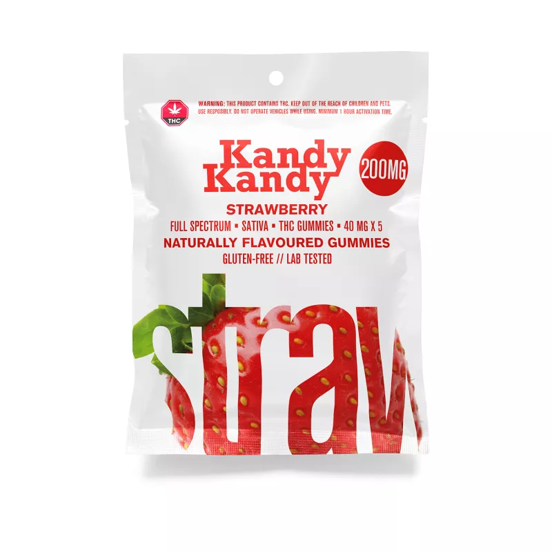 Kandy Kandy 200MG Sativa Strawberry THC Gummies, Gluten-Free and Lab-Tested