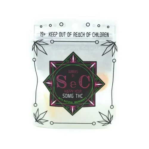 SeC Happy Hour Gummies with 50mg THC - Natural, Adult-Use Only.