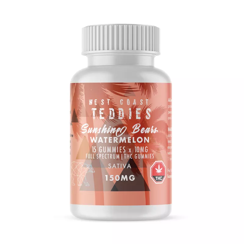 150mg THC Watermelon Gummies - West Coast Teddies Sativa