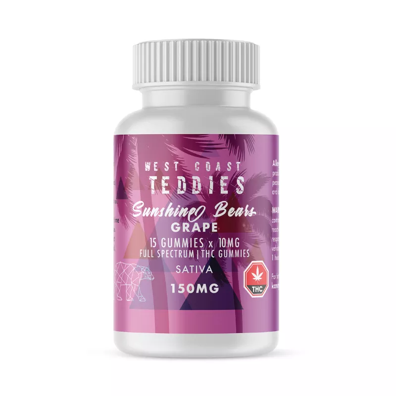 West Coast Teddies Grape Flavor 150mg THC Gummies with Full Spectrum Cannabis