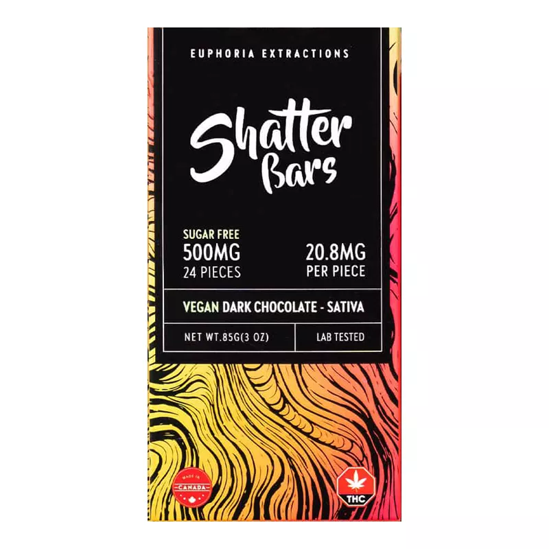 Euphoria Extractions 500mg Vegan Sativa THC Dark Chocolate Bar, Lab-Tested, Sugar-Free