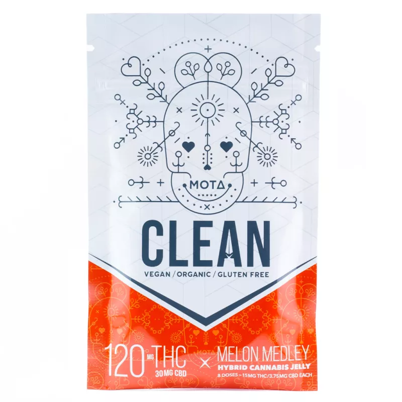 MOTA Clean Vegan Cannabis Jelly, Organic Melon Flavor, 120mg THC 30mg CBD