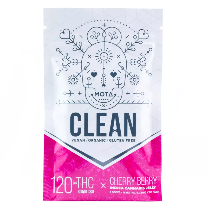 Clean MOTA Cherry Berry Indica Jelly - Vegan, Organic, Gluten-Free, 120mg THC, 30mg CBD.