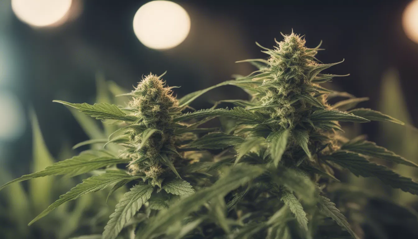 Indoor cannabis cultivation showcasing flowering buds with rich trichomes.