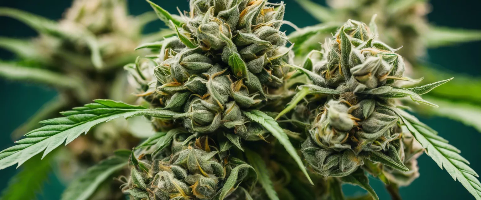 Close-up of mature Cannabis sativa buds with visible trichomes and orange pistils.