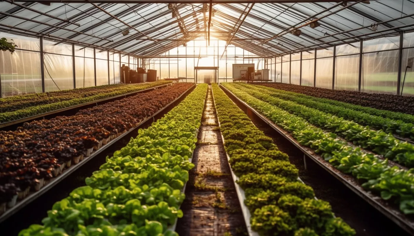 Greenhouse And Beautiful Sun Rise