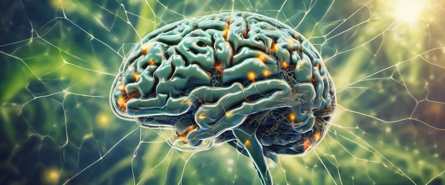 Human brain with active neural network illustrating cognitive function and endocannabinoid system interaction.