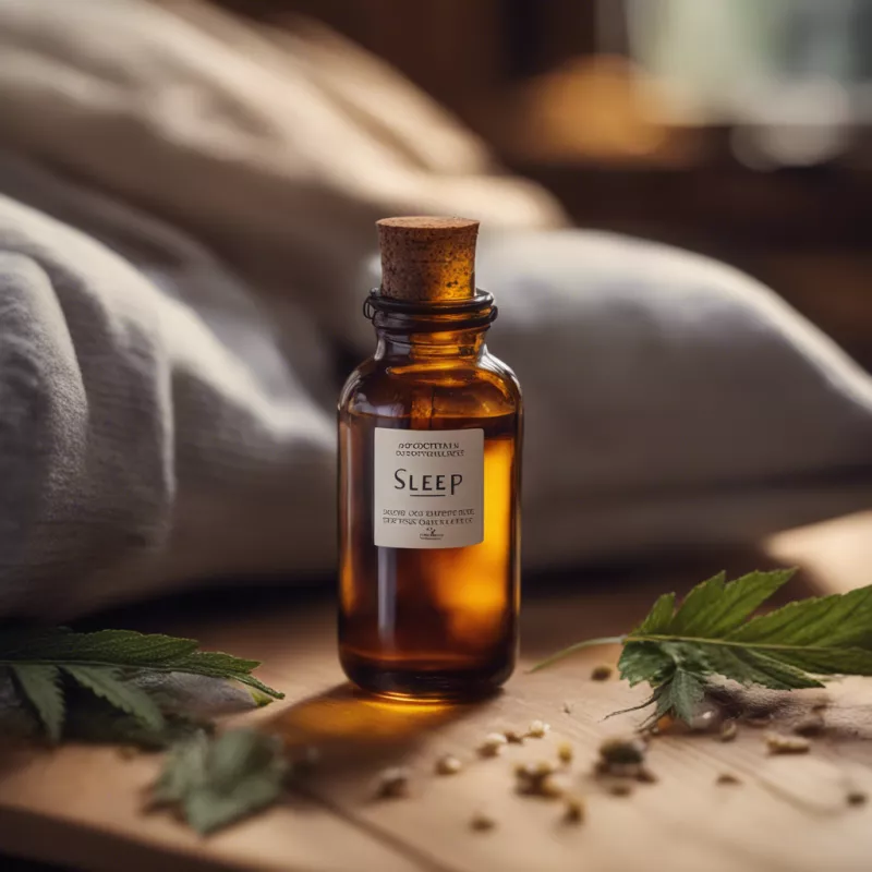 CBD tincture in amber bottle label sleep