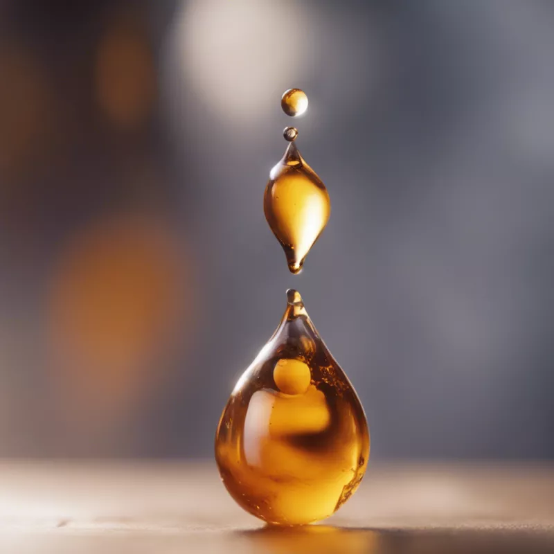 Droplets of CBD tincture suspended in air.